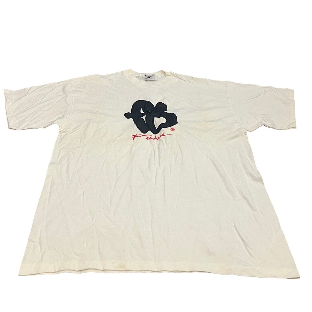 FUBU T-Shirt Mens XL White Vintage 90s Graphic Logo Short Sleeve Made in USA